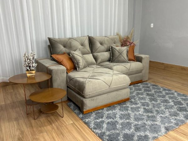 Sofá Retrátil e Reclinável Gran Bello 2.30m - Capuccino Veludo - Imagem 7