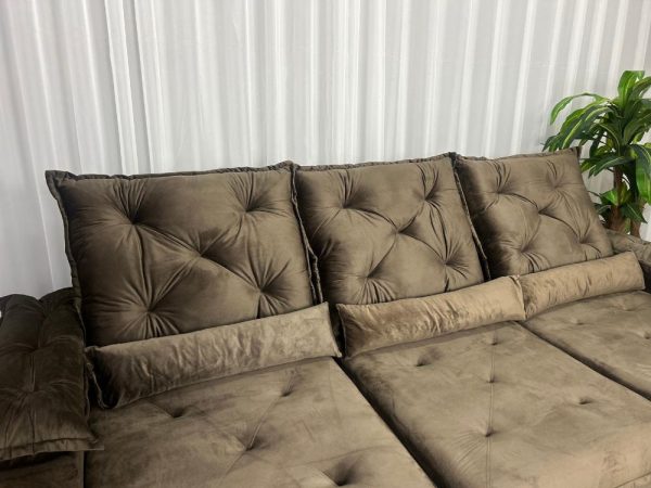 Sofá Retrátil Reclinável Porto Madero 2.70m- Marrom Veludo - Imagem 6