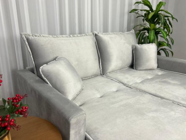 Sofá Cama Retrátil Reclinável Positano 1.80m Mod.80 - Prata Veludo - Imagem 5