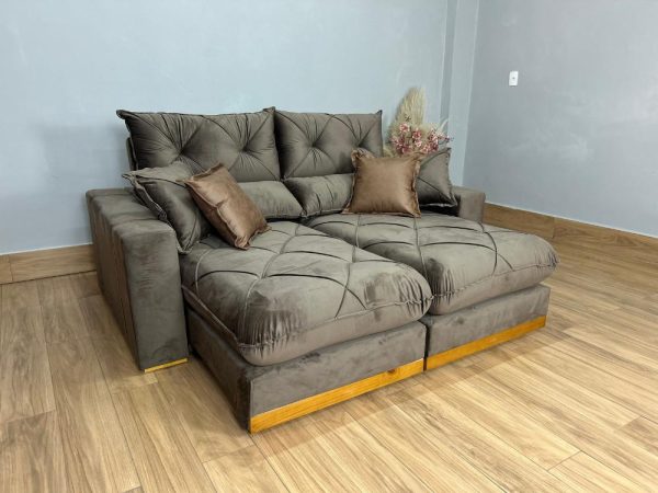 Sofá Retrátil e Reclinável Gran Bello 2.30m - Marrom Veludo - Imagem 3