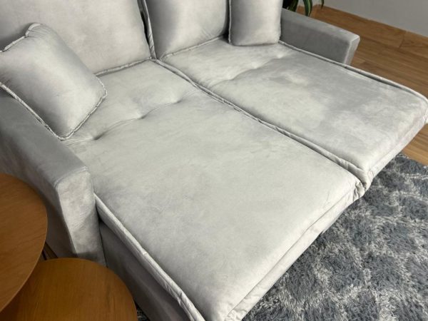 Sofá Cama Retrátil Reclinável Positano 1.80m Mod.80 - Prata Veludo - Imagem 7