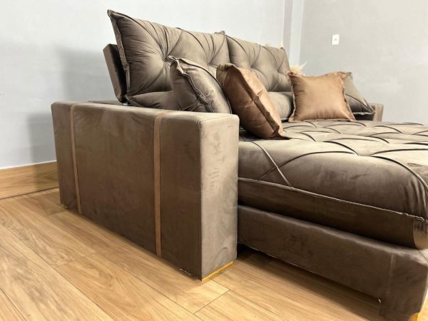 Sofá Retrátil e Reclinável Gran Bello 2.50m - Marrom Veludo - Imagem 6