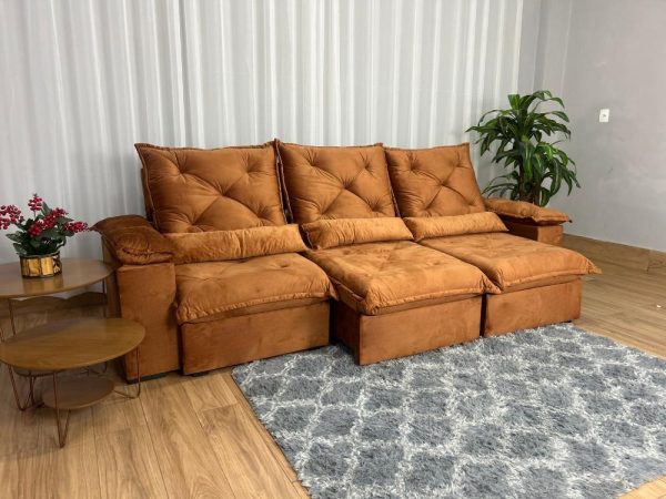 Sofá Retrátil Reclinável Porto Madero 2.70m- Terracota Veludo - Imagem 3