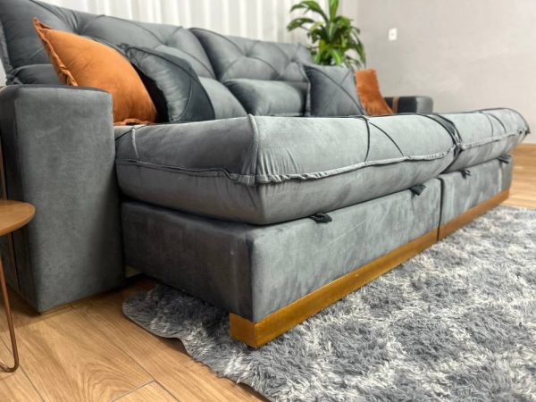 Sofá Retrátil Reclinável Pleno 2.50 - Cinza Veludo - Imagem 7