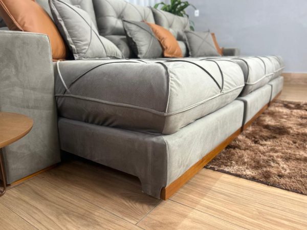 Sofá Retrátil e Reclinável Gran Bello 3,20m - Capuccino Veludo - Imagem 2