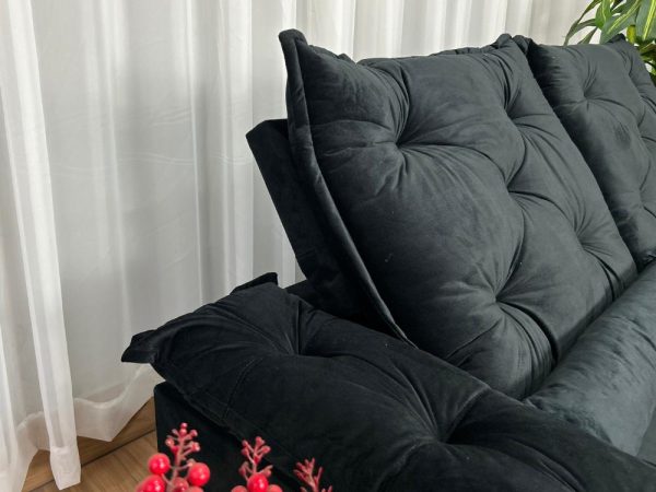 Sofá Retrátil Reclinável Porto Madero 2.70m- Preto Veludo - Imagem 8