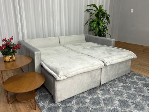 Sofá Cama Retrátil Reclinável Positano 1.80m Mod.80 - Prata Veludo - Imagem 4