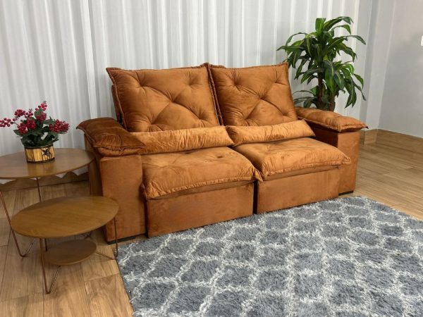 Sofá Retrátil Reclinável Porto Madero 2.00m- Terracota Veludo