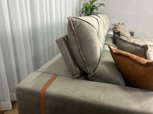 Sofá Retrátil e Reclinável Gran Bello 3,20m - Capuccino Veludo - Imagem 3