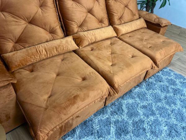 Sofá Retrátil Reclinável Porto Madero 2.70m- Terracota Veludo - Imagem 5