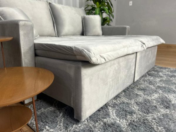 Sofá Cama Retrátil Reclinável Positano 1.80m Mod.80 - Prata Veludo - Imagem 6