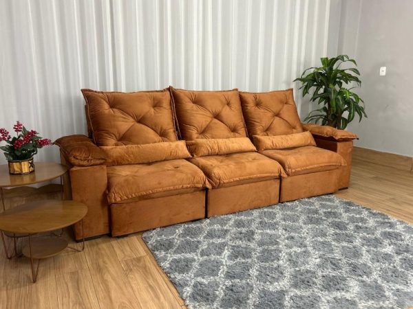 Sofá Retrátil Reclinável Porto Madero 2.70m- Terracota Veludo