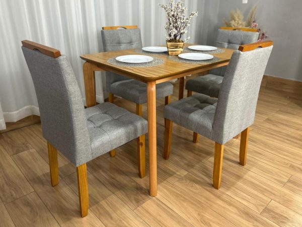 Mesa de Jantar Veneza 1.20x0.80 c/4 Cadeiras Londres - Cinamomo Laminado/Cinza Linho - Imagem 5