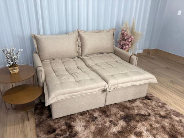 Sofá Cama Retrátil Caixa Zero Munique 2.00m - Bege Linho - Imagem 11