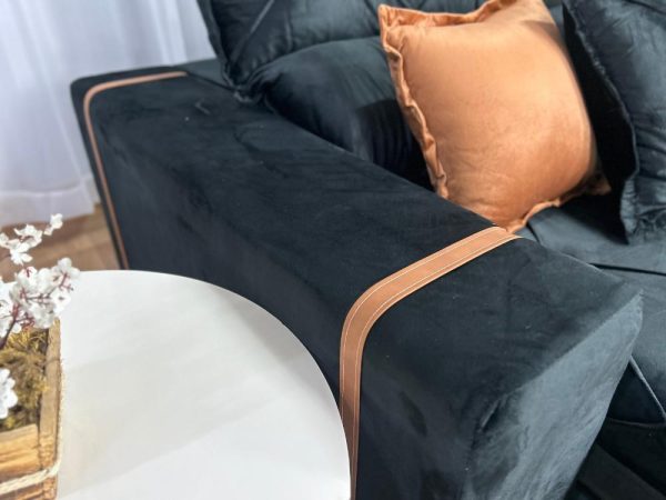 Sofá Retrátil Reclinável Pleno 3 Módulos 2.90m - Preto Veludo - Imagem 7
