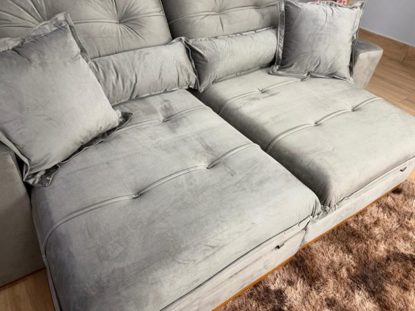 Sofá Retrátil e Reclinável Kioto 2.10m - Capuccino Veludo - Imagem 6