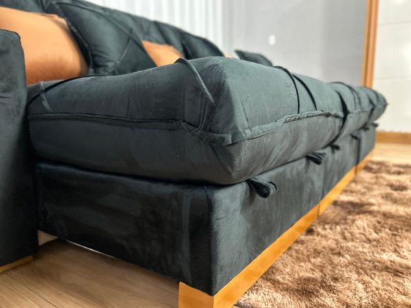 Sofá Retrátil Reclinável Pleno 3 Módulos 2.90m - Preto Veludo - Imagem 8