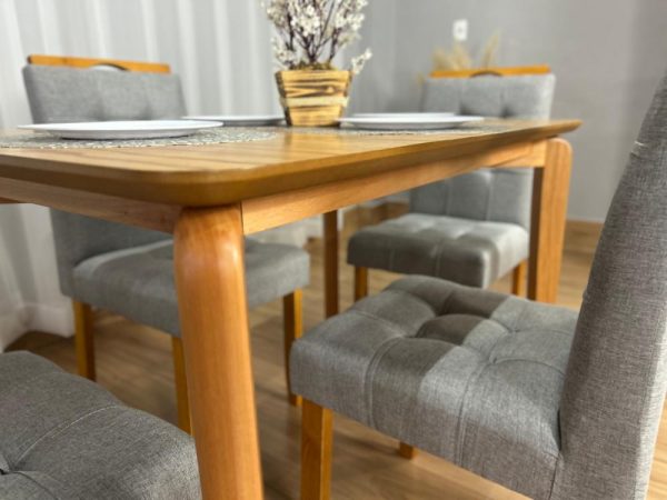 Mesa de Jantar Veneza 1.20x0.80 c/4 Cadeiras Londres - Cinamomo Laminado/Cinza Linho - Imagem 4
