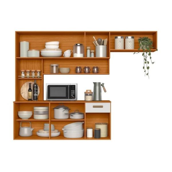 Cozinha Suspensa Manu - Freijó Frisado/Off White - Imagem 2