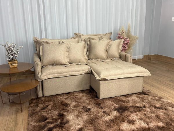 Sofá Cama Retrátil Caixa Zero Munique 2.00m - Bege Linho - Imagem 4