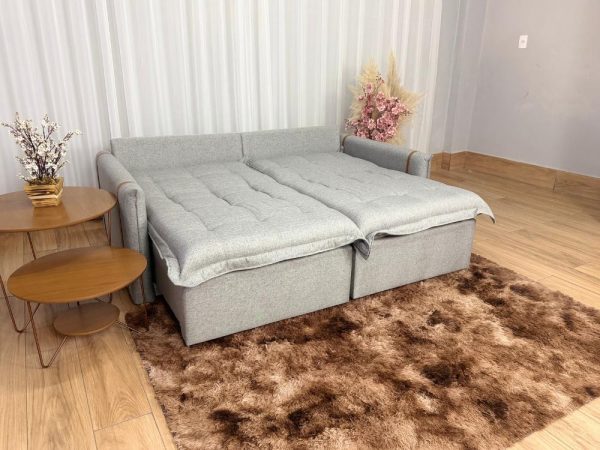 Sofá Cama Retrátil Caixa Zero Munique 2.00m - Cinza Linho - Imagem 7