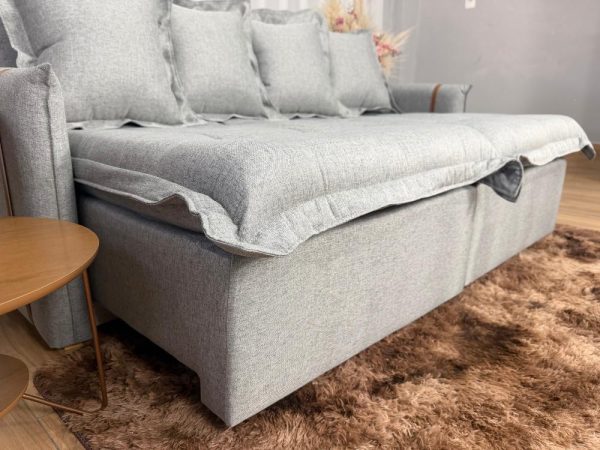 Sofá Cama Retrátil Caixa Zero Munique 1.80m - Cinza Linho - Imagem 10