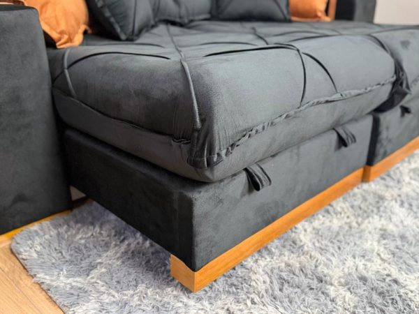Sofá Retrátil Reclinável Pleno 2.50 - Preto Veludo - Imagem 5