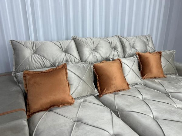 Sofá Retrátil Reclinável Pleno 3 Módulos 2.60m - Capuccino Veludo - Imagem 6