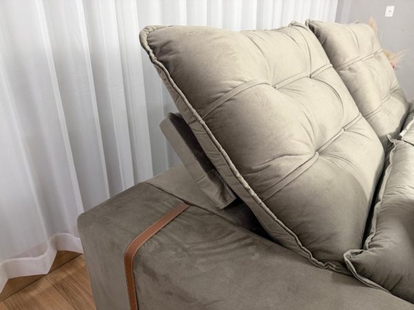 Sofá Retrátil e Reclinável Kioto 2.10m - Capuccino Veludo - Imagem 9