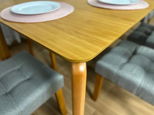 Mesa de Jantar Veneza 1.80x0.90 c/6 Cadeiras Londres - Cinamomo Laminado/Cinza Linho - Imagem 5