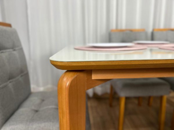 Mesa de Jantar Veneza 1.80x0.90 c/6 Cadeiras Londres - Cinamomo/Off White/Cinza Linho - Imagem 5