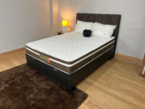 Combo Base Baú Carioca + Colchão Bio Classic Molas Ensacadas Casal - Preto Corino