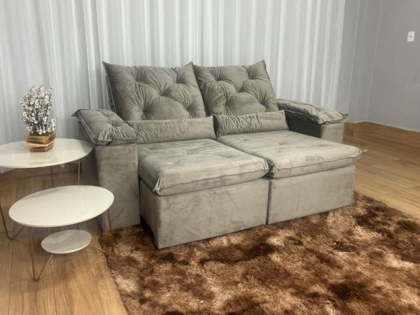 Sofá Retrátil Reclinável New Grécia 2.00m - Capuccino Veludo