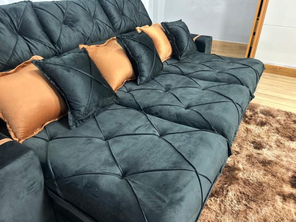 Sofá Retrátil Reclinável Pleno 3 Módulos 2.60m - Preto Veludo - Imagem 9
