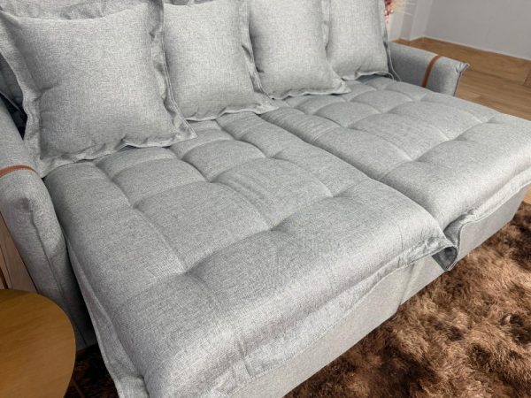 Sofá Cama Retrátil Caixa Zero Munique 1.80m - Cinza Linho - Imagem 9