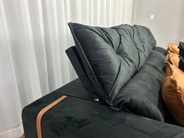 Sofá Retrátil Reclinável Pleno 3 Módulos 2.60m - Preto Veludo - Imagem 6
