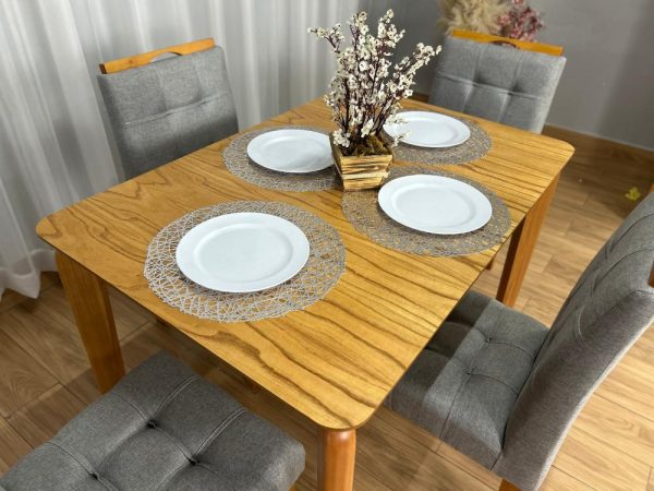 Mesa de Jantar Veneza 1.20x0.80 c/4 Cadeiras Londres - Cinamomo Laminado/Cinza Linho - Imagem 2