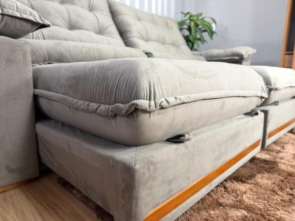 Sofá Retrátil e Reclinável Istambul 2.90m - Marrom Veludo - Imagem 5