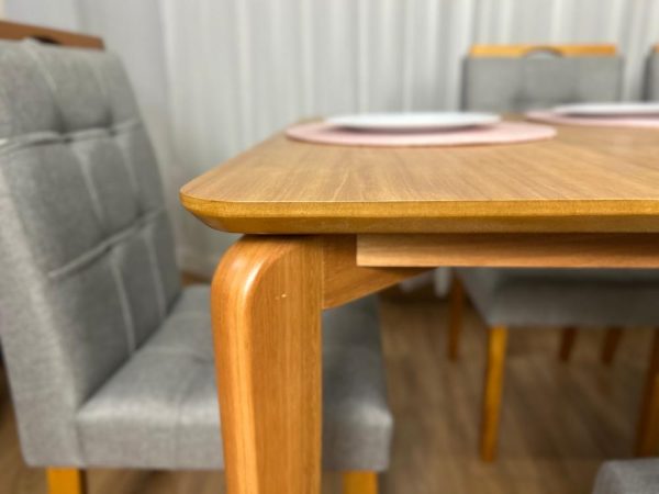 Mesa de Jantar Veneza 1.80x0.90 c/6 Cadeiras Londres - Cinamomo Laminado/Cinza Linho - Imagem 6