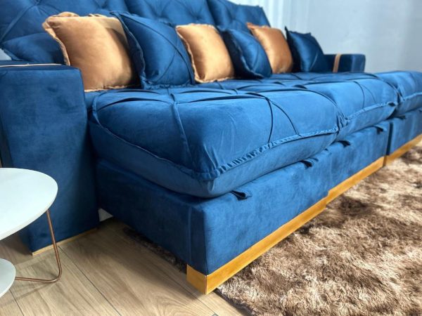 Sofá Retrátil Reclinável Pleno 3 Módulos 2.60m - Azul Veludo - Imagem 8