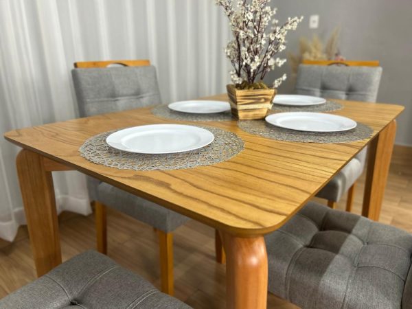 Mesa de Jantar Veneza 1.20x0.80 c/4 Cadeiras Londres - Cinamomo Laminado/Cinza Linho - Imagem 3
