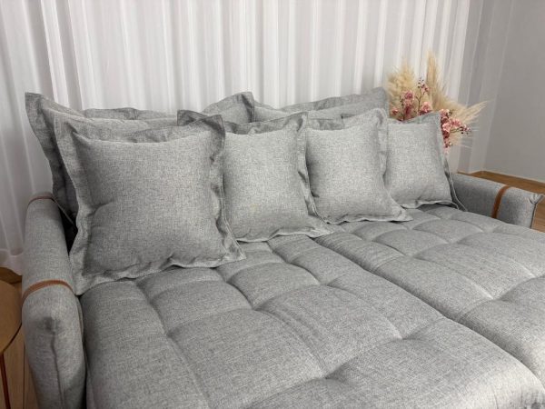 Sofá Cama Retrátil Caixa Zero Munique 1.80m - Cinza Linho - Imagem 8