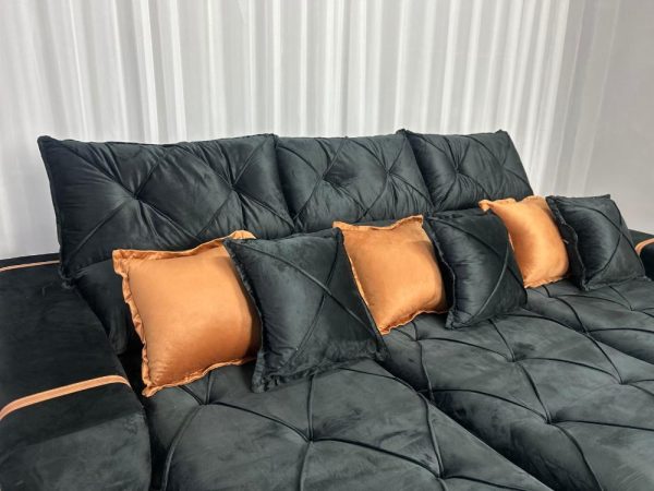 Sofá Retrátil Reclinável Pleno 3 Módulos 2.60m - Preto Veludo - Imagem 5