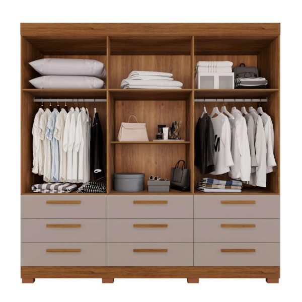 Guarda-Roupa Dinamarca 6 Portas e 9 Gavetas 1.80m - Cinamomo/Off White - Imagem 2
