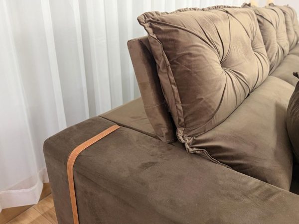 Sofá Retrátil Reclinável Pleno 3 Módulos 2.90m - Marrom Veludo - Imagem 10