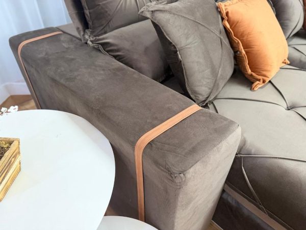 Sofá Retrátil Reclinável Pleno 3 Módulos 2.90m - Marrom Veludo - Imagem 8