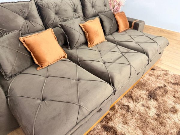 Sofá Retrátil Reclinável Pleno 3 Módulos 2.60m - Marrom Veludo - Imagem 5
