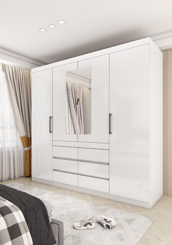 Guarda Roupa Império 4 Portas 6 Gavetas c/esp - Branco