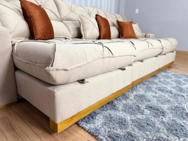 Sofá Retrátil Reclinável Pleno 3 Módulos 2.90m - Bege Linho - Imagem 7