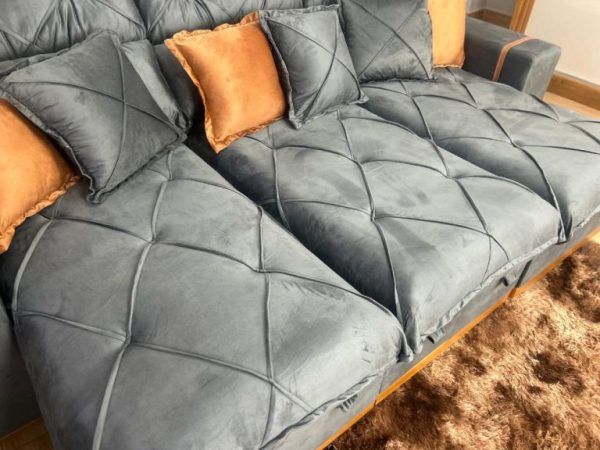 Sofá Retrátil Reclinável Pleno 3 Módulos 3.20m - Cinza Veludo - Imagem 4